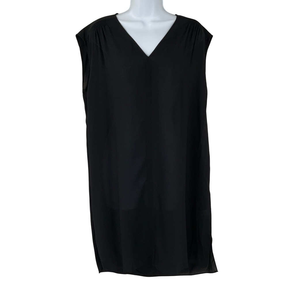 Athleta Black V Neck Sleeveless Mini Shirt Dress Women's Size M